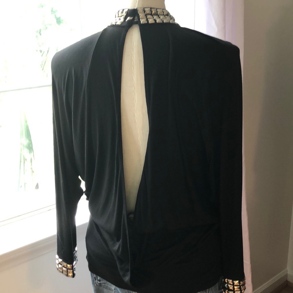 Black Open Back Top Silver Metal Grommets Large